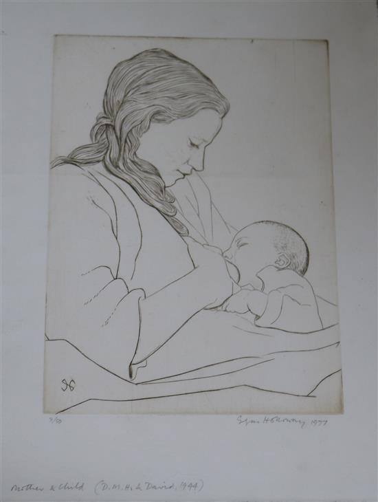 Edgar Holloway (1915-2008) Mother and child (the artists wife and daughter) 8 x 5.75in.